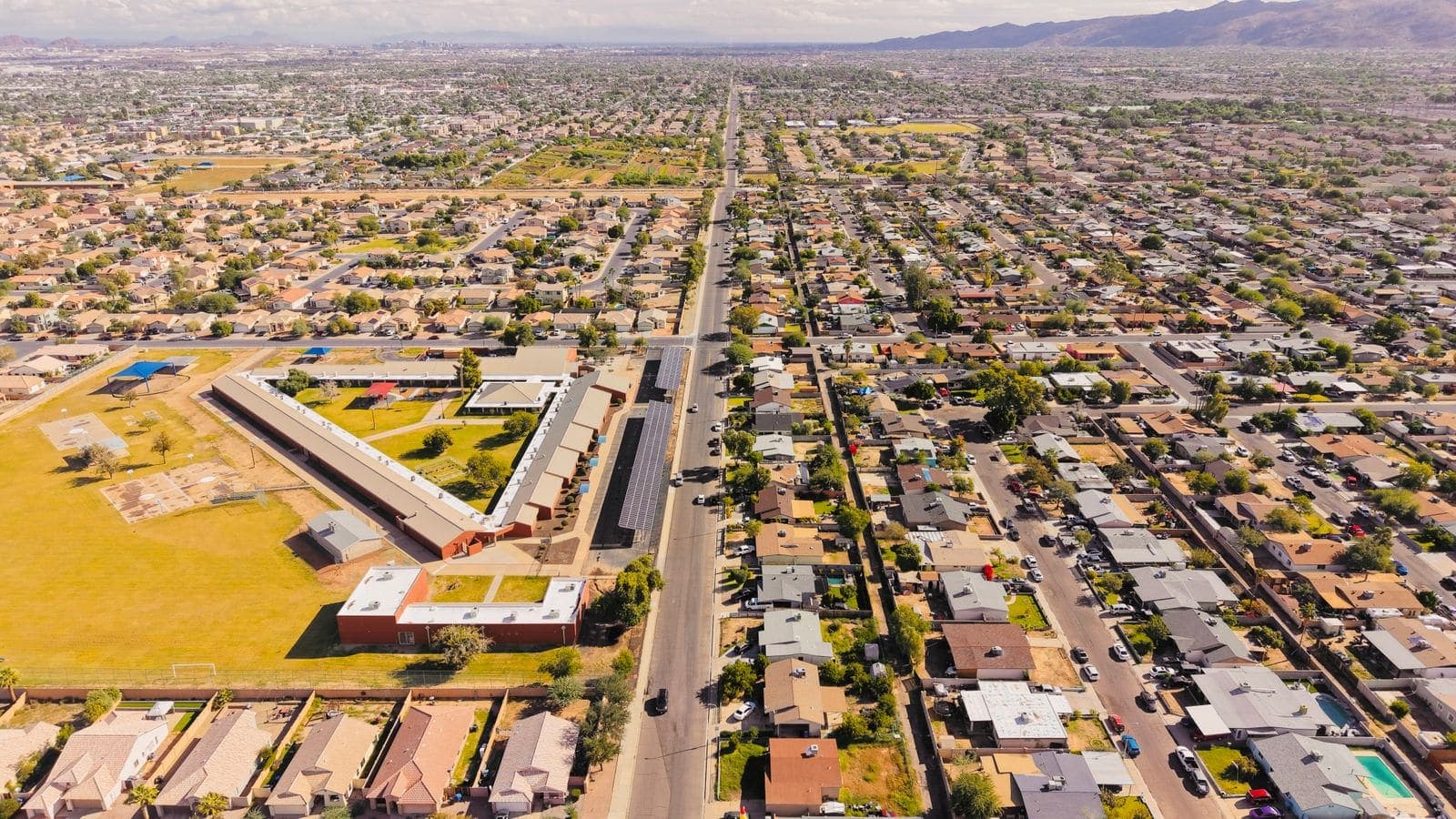 Aerial view of a Tucson neighborhood in the Copperline service area